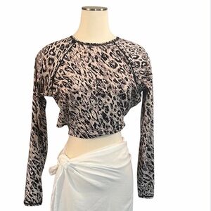 All In Motion Women’s Leopard Print Long Sleeve Swim Top